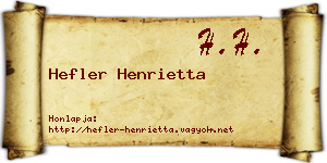Hefler Henrietta névjegykártya